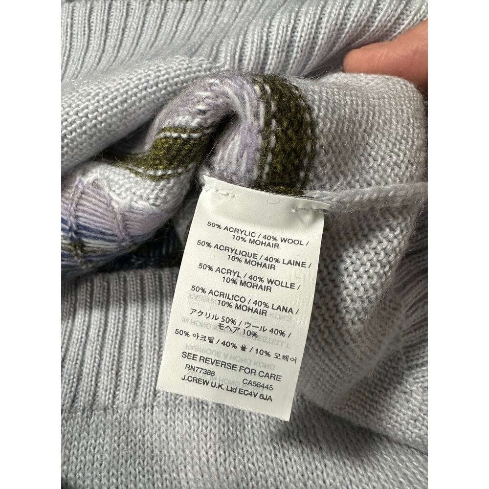 J Crew Abstract Fair Isle Knit Sweater Wool Mohair Blend Crewneck Size Large - Picture 6 of 11
